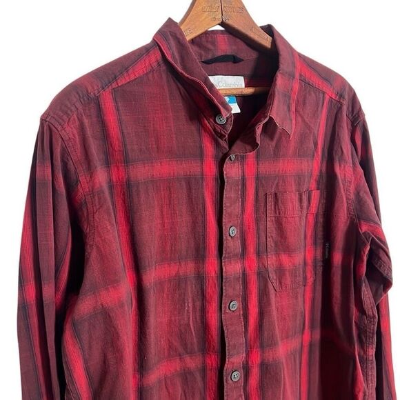 Columbia Plaid Performance Long Sleeve Button Down Shirt Red Size Large - Picture 2 of 6